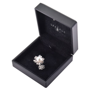 【PEONY】925 Sterling Silver Ring with Crystal Pearl