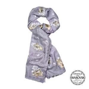 【SPRING BLOSSOM】100% Pashmina Indian Shawl with French Lace and Crystals