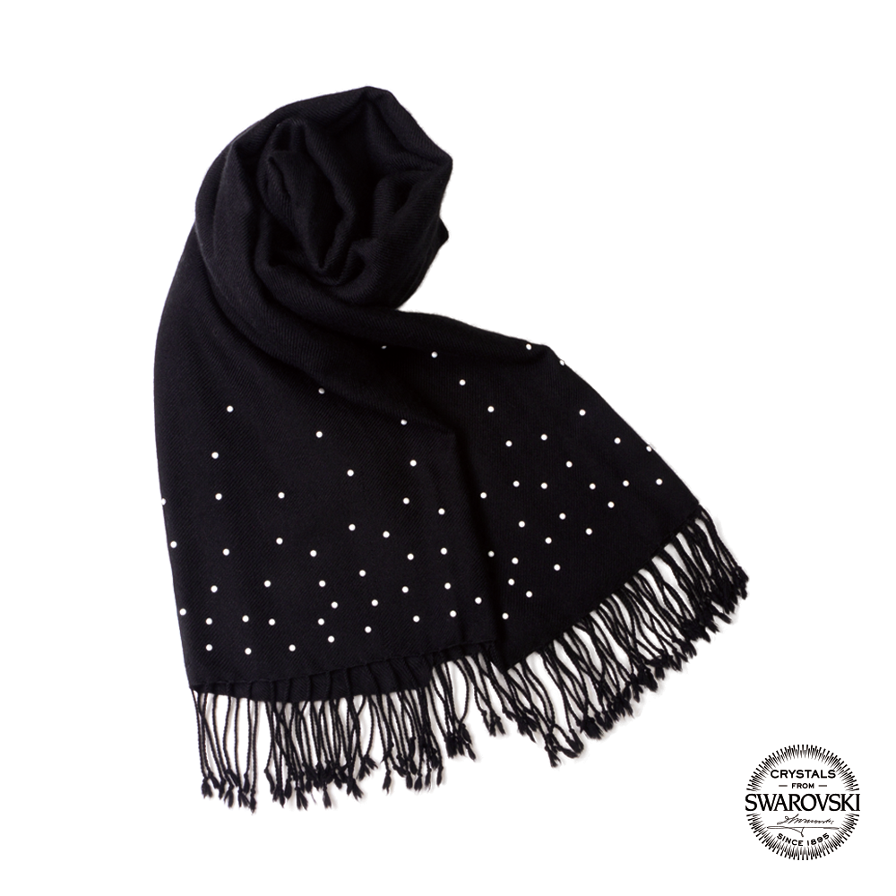 【THE STARRY SKY】100% Cashmere Scarf with Yellow Swarovski® Crystals(Style II)