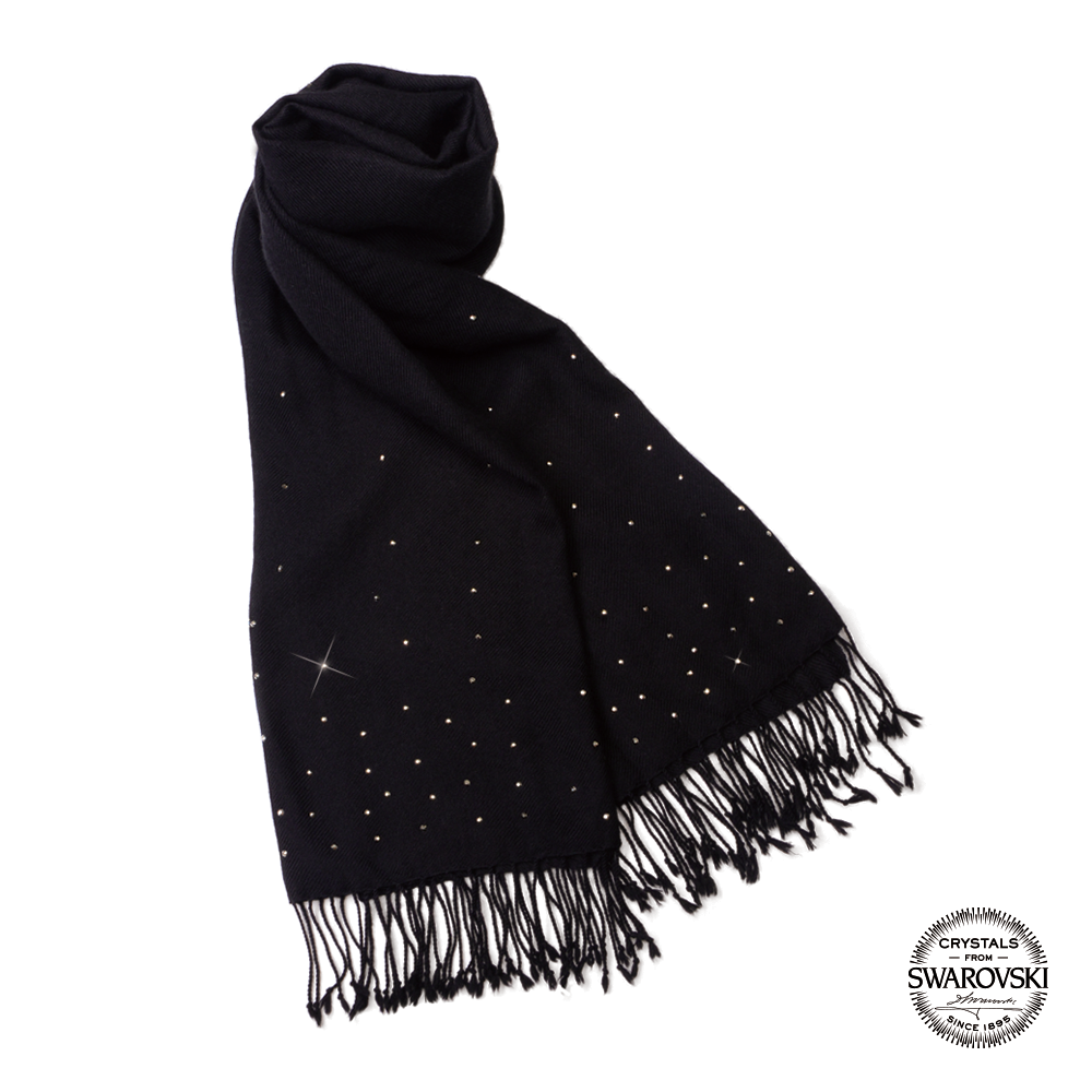 【THE STARRY SKY】100% Cashmere Scarf with Yellow Swarovski® Crystals(Style II)