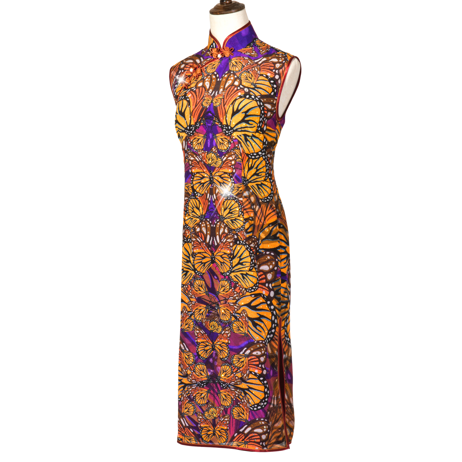 【BUTTERFLY】100% Silk Crystal Cheongsam