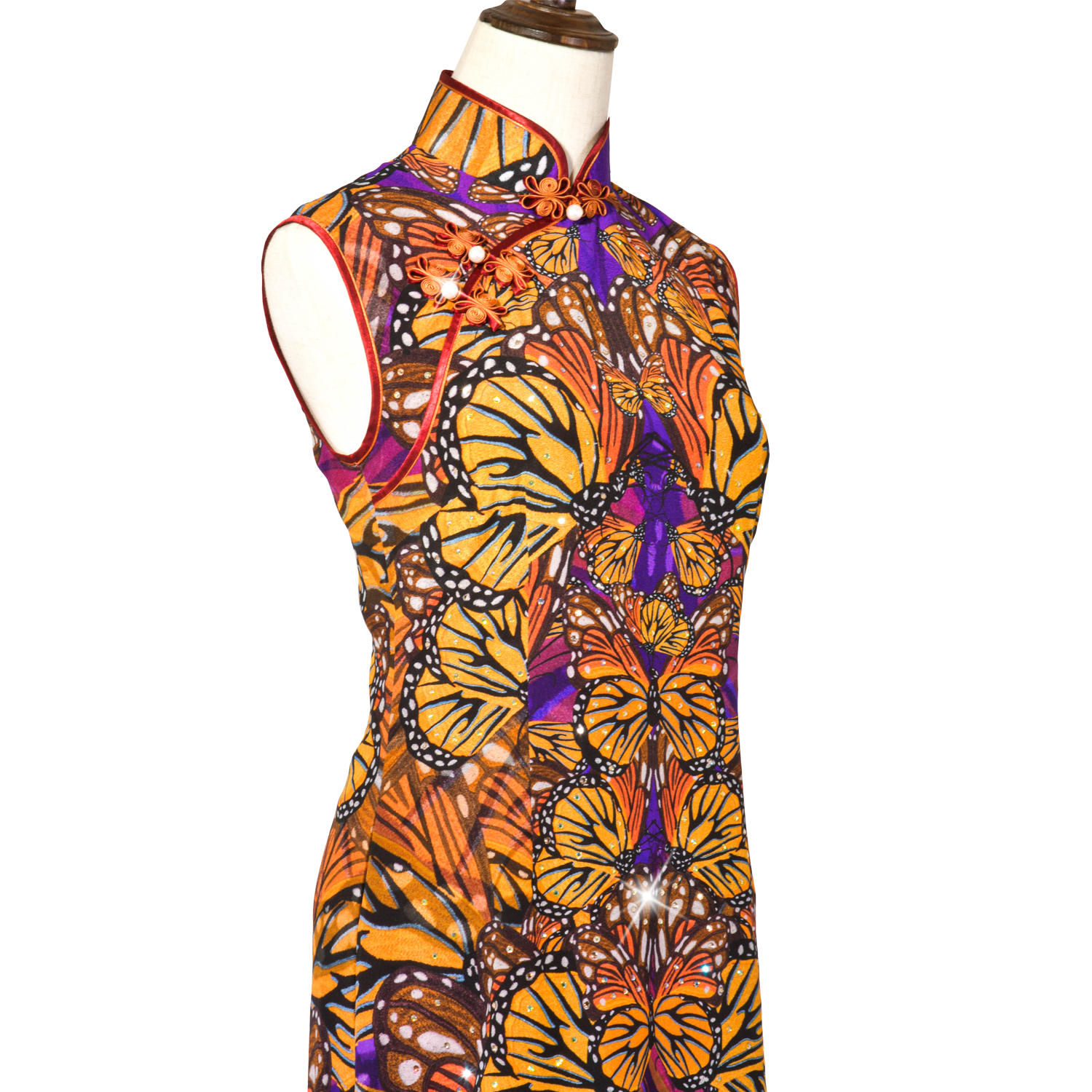 【BUTTERFLY】100% Silk Crystal Cheongsam