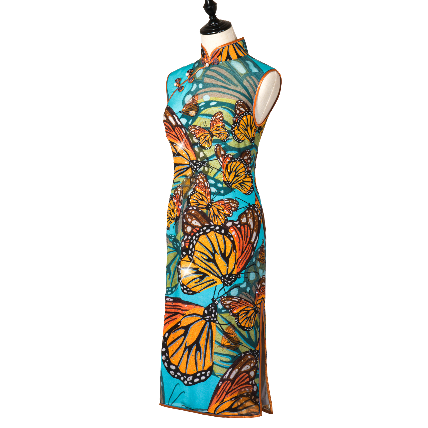 【BUTTERFLY】100% Silk Crystal Cheongsam