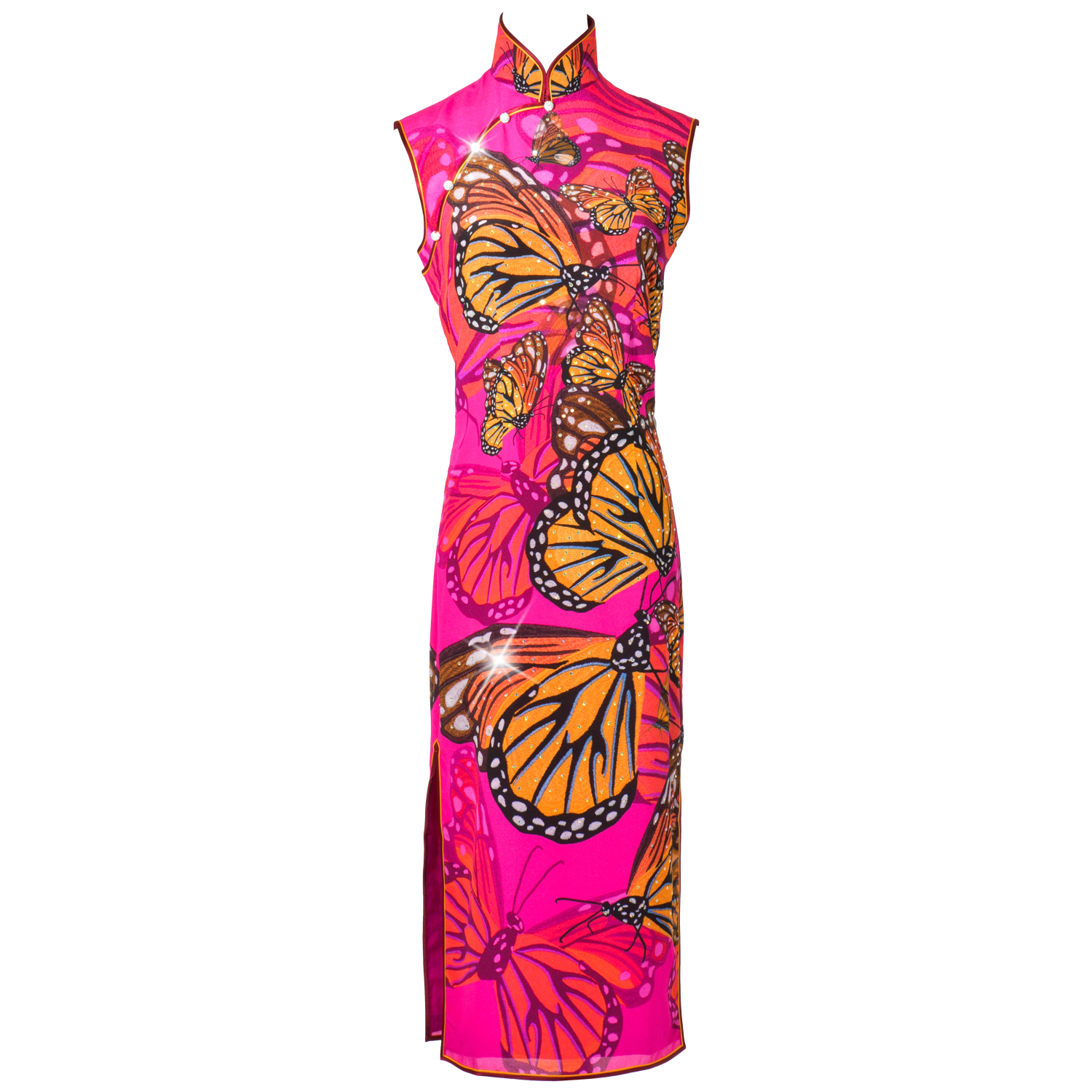 【BUTTERFLY】Masterpiece Collection Haute Couture 100% Silk Crystal Cheongsam