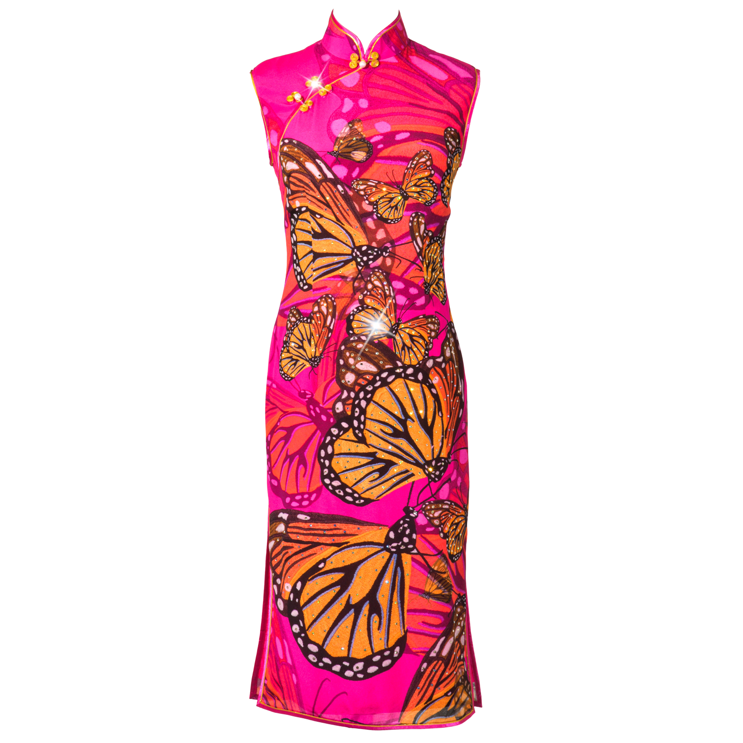 【BUTTERFLY】100% Silk Crystal Cheongsam