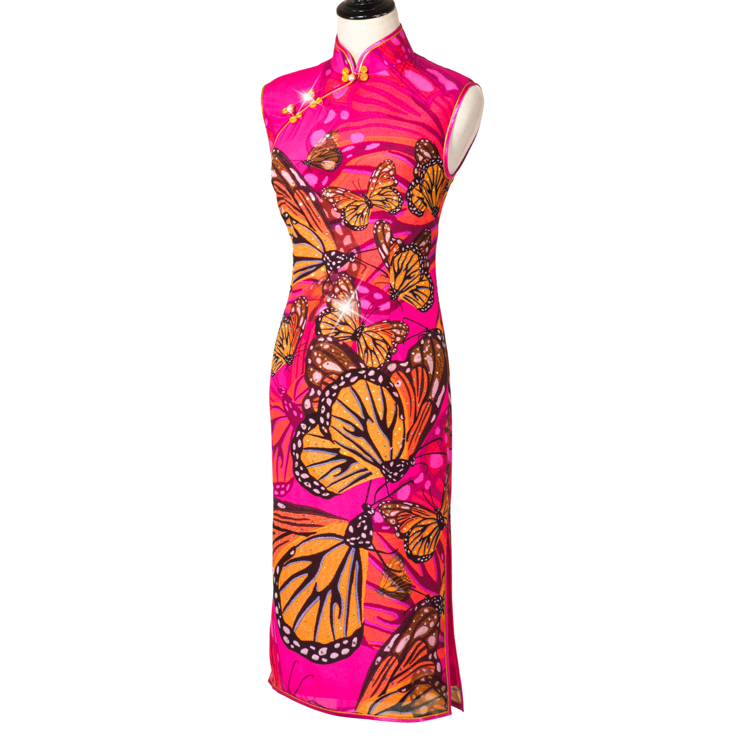 【BUTTERFLY】100% Silk Crystal Cheongsam