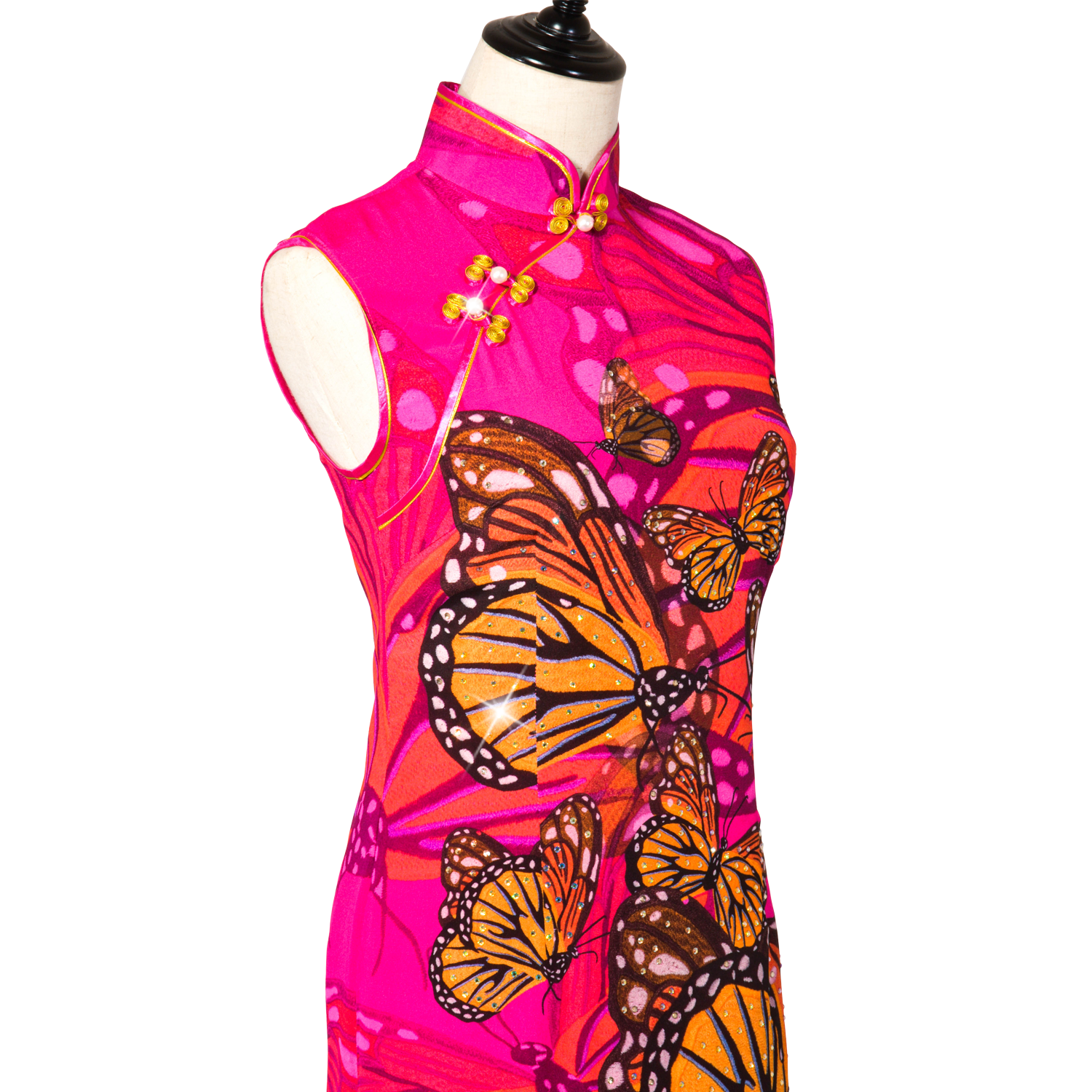 【BUTTERFLY】100% Silk Crystal Cheongsam