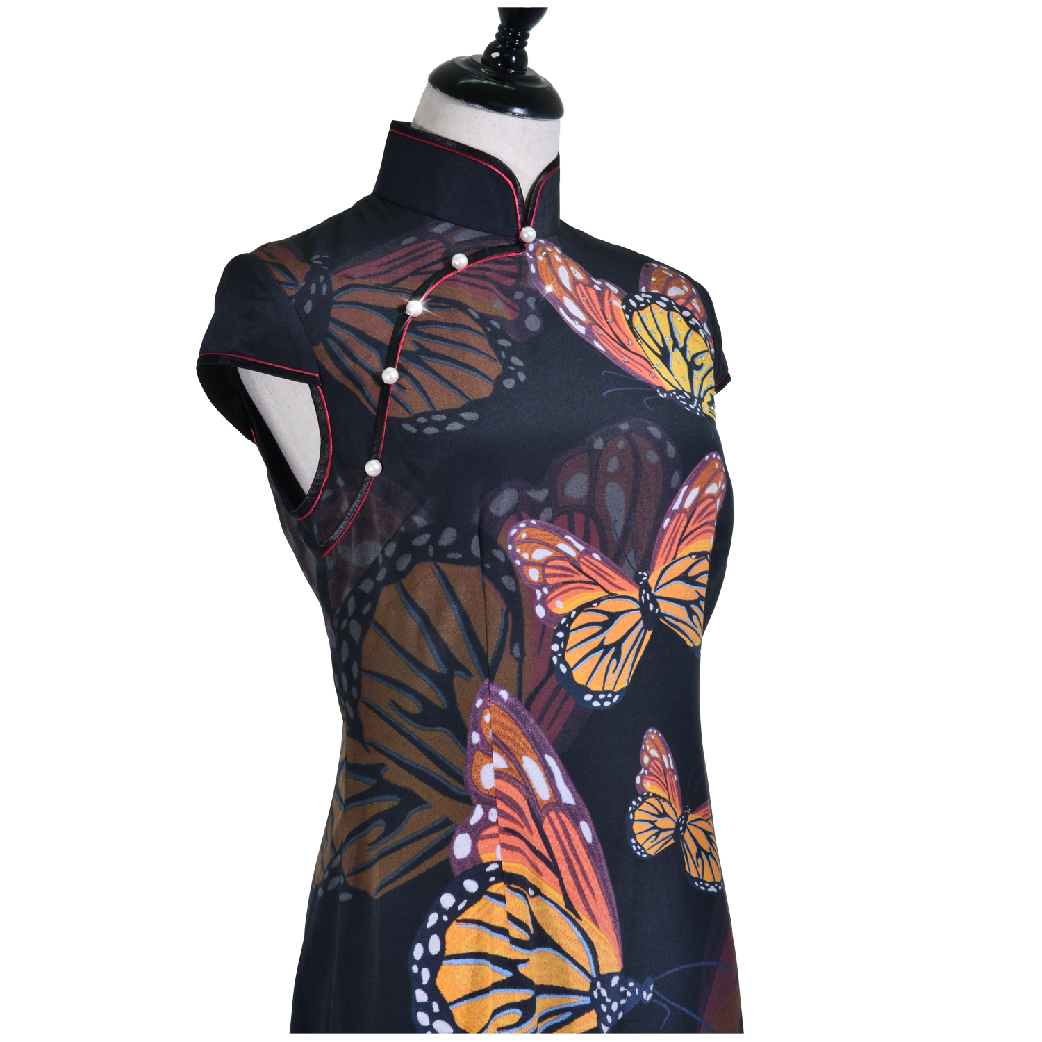 【BUTTERFLY】 100% Silk Crystal Cheongsam