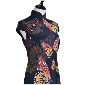 【BUTTERFLY】 100% Silk Crystal Cheongsam