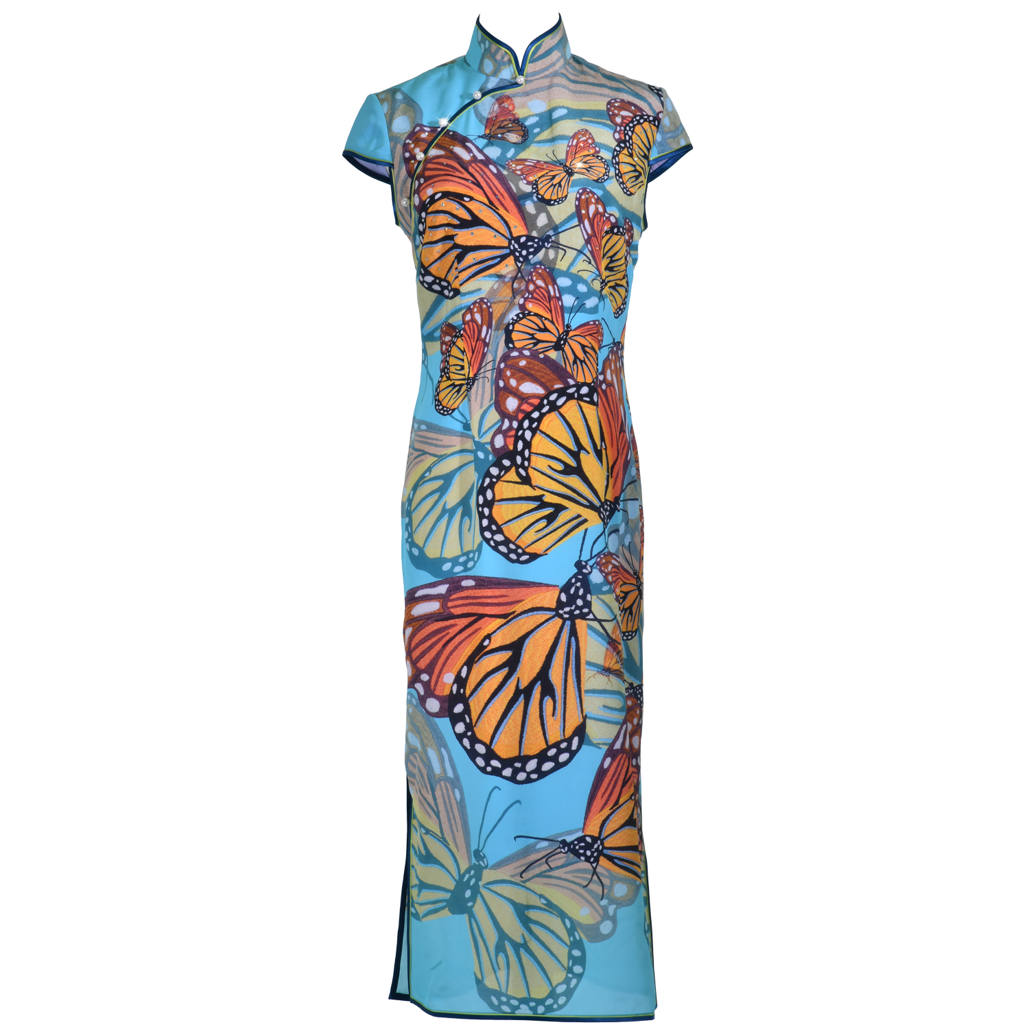 【BUTTERFLY】 100% Silk Crystal Cheongsam