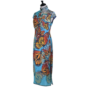 【BUTTERFLY】 100% Silk Crystal Cheongsam