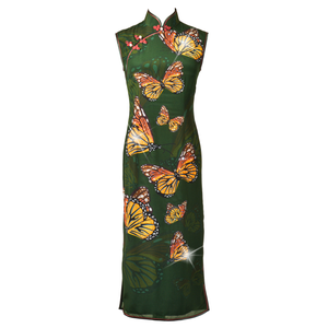 【BUTTERFLY】100% Silk Crystal Cheongsam