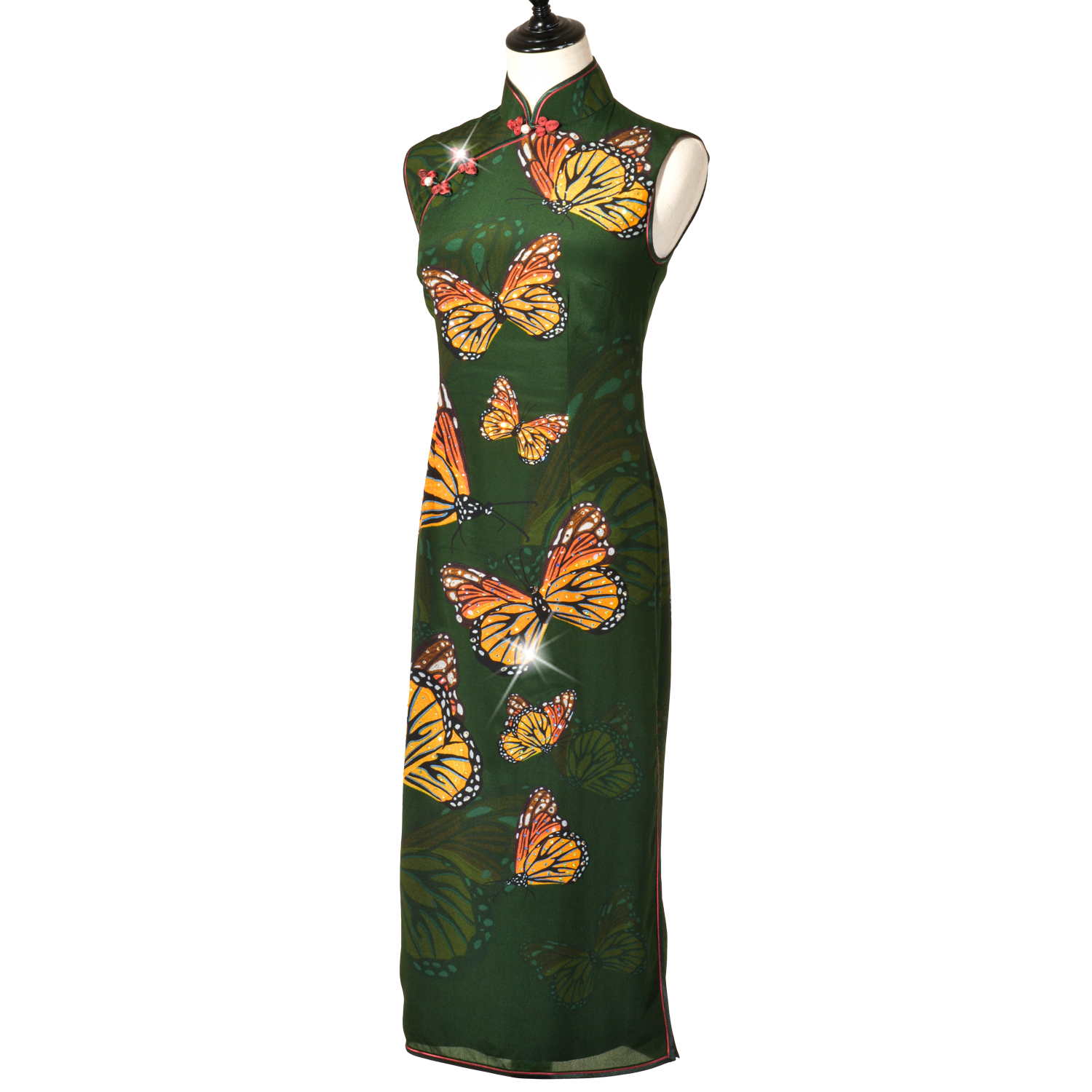 【BUTTERFLY】100% Silk Crystal Cheongsam