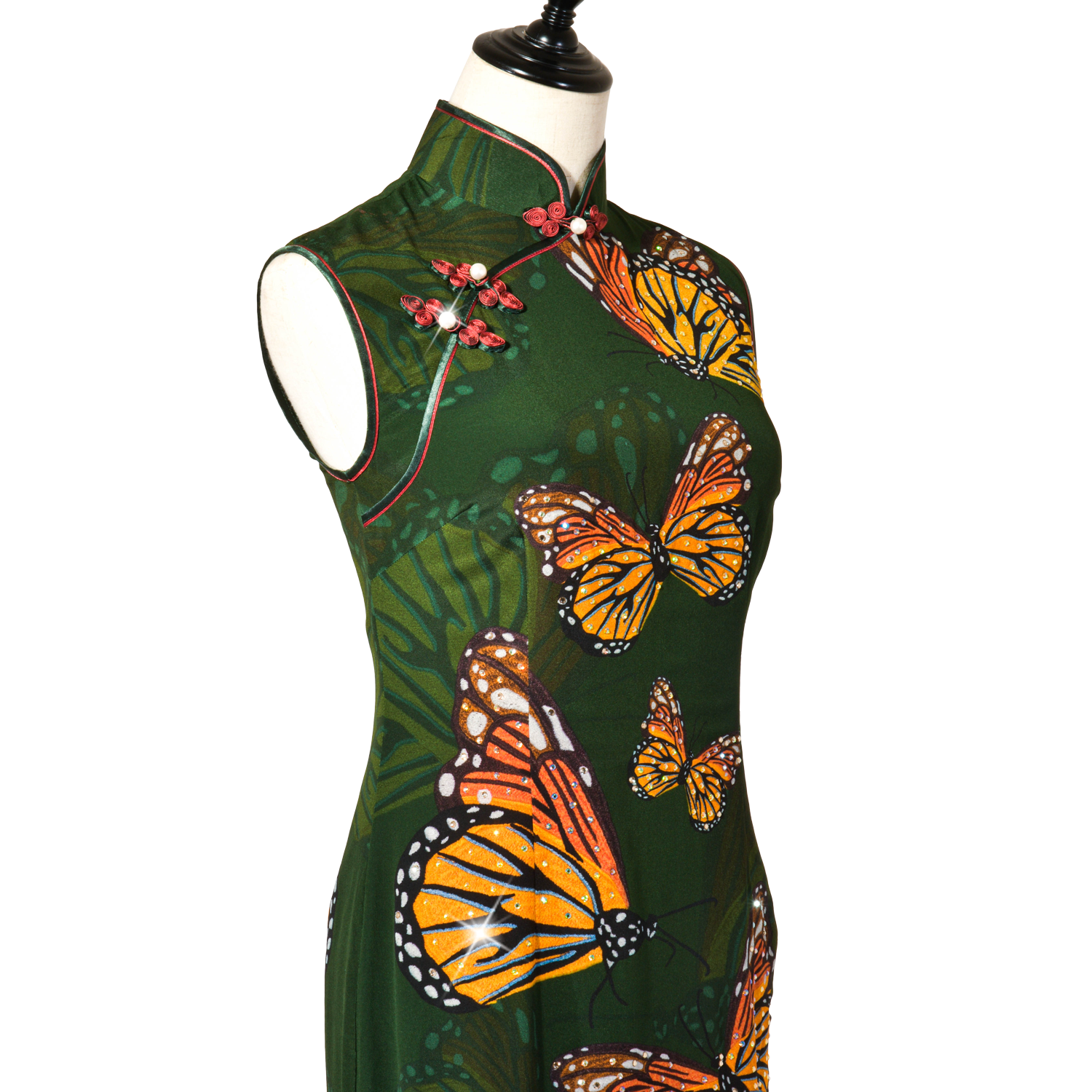 【BUTTERFLY】100% Silk Crystal Cheongsam