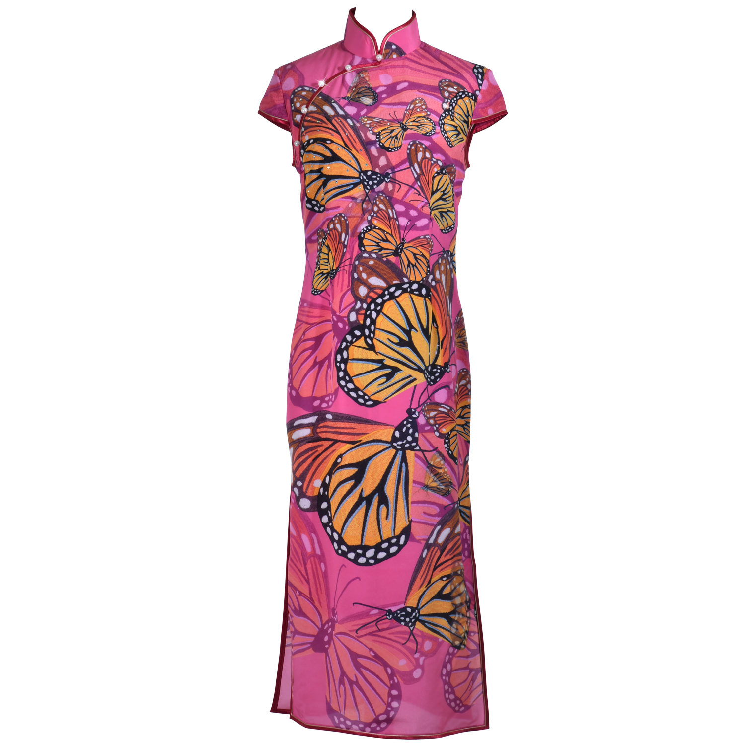 【BUTTERFLY】 100% Silk Crystal Cheongsam