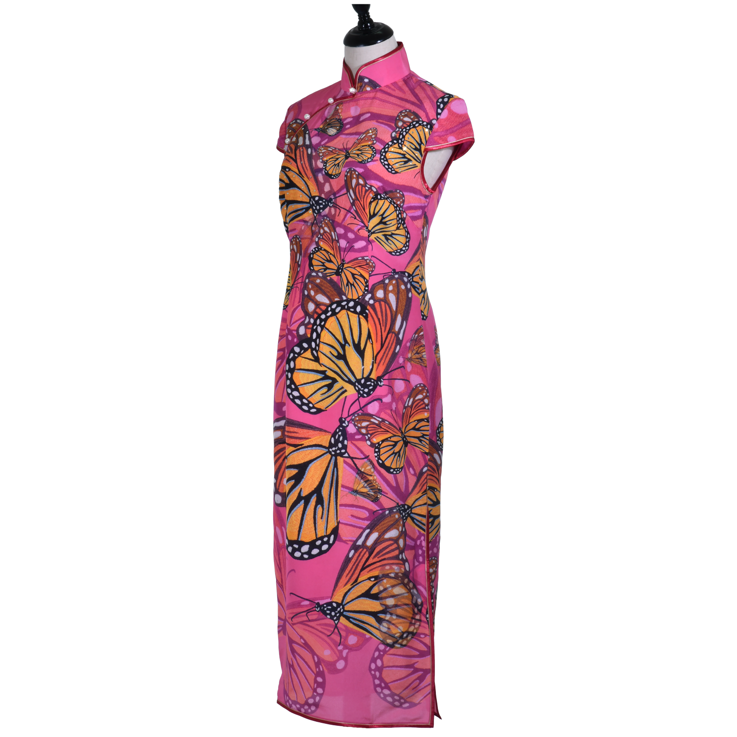 【BUTTERFLY】 100% Silk Crystal Cheongsam