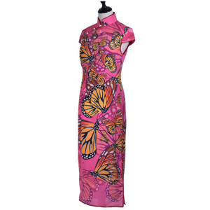 【BUTTERFLY】 100% Silk Crystal Cheongsam