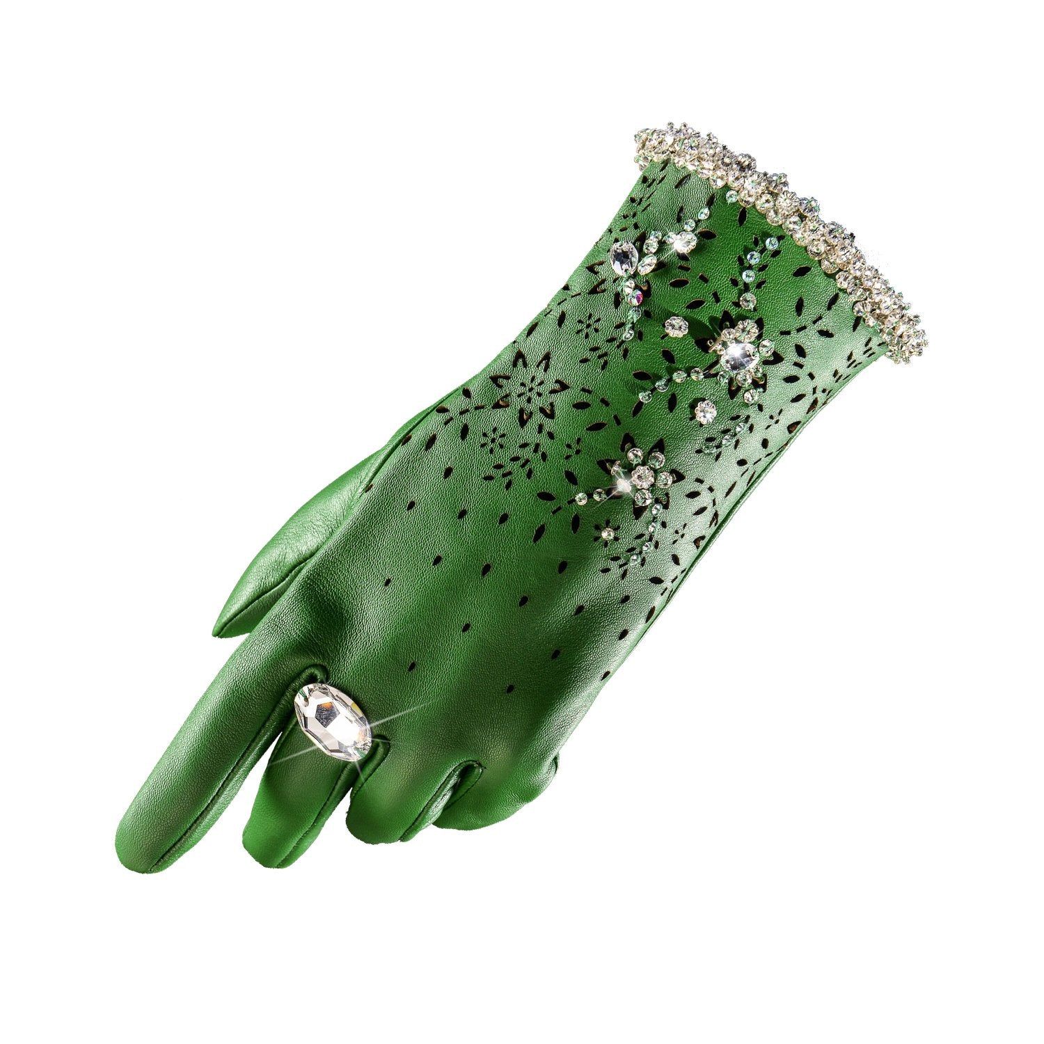 【COUTURE】Leather 2-way Glove-clutch with Strap and Swarovski® Crystals (1pc)