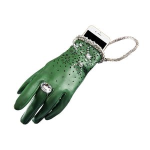 【COUTURE】Leather 2-way Glove-clutch with Strap and Swarovski® Crystals (1pc)