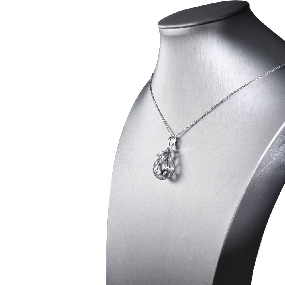 【RAIN DROP】 925 Sterling Silver Aromatherapy Locket with Crystal