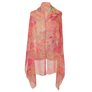 【LOTUS】100% Silk Lotus Painting Scarf with Crystals