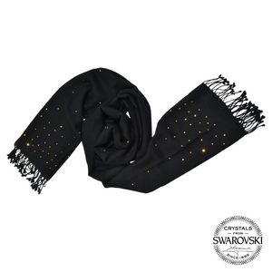 【THE STARRY SKY】100% Cashmere Scarf with Yellow Swarovski® Crystals(Style II)