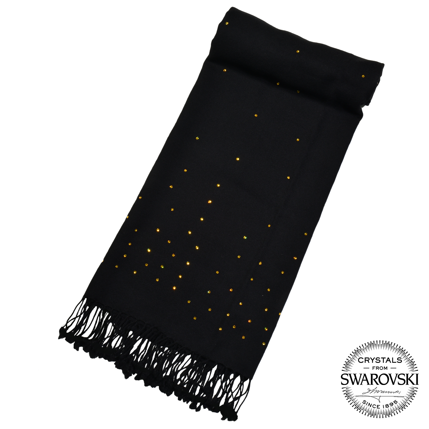 【THE STARRY SKY】100% Cashmere Scarf with Yellow Swarovski® Crystals(Style II)