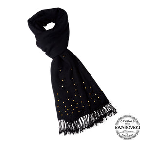 【THE STARRY SKY】100% Cashmere Scarf with Yellow Swarovski® Crystals(Style II)