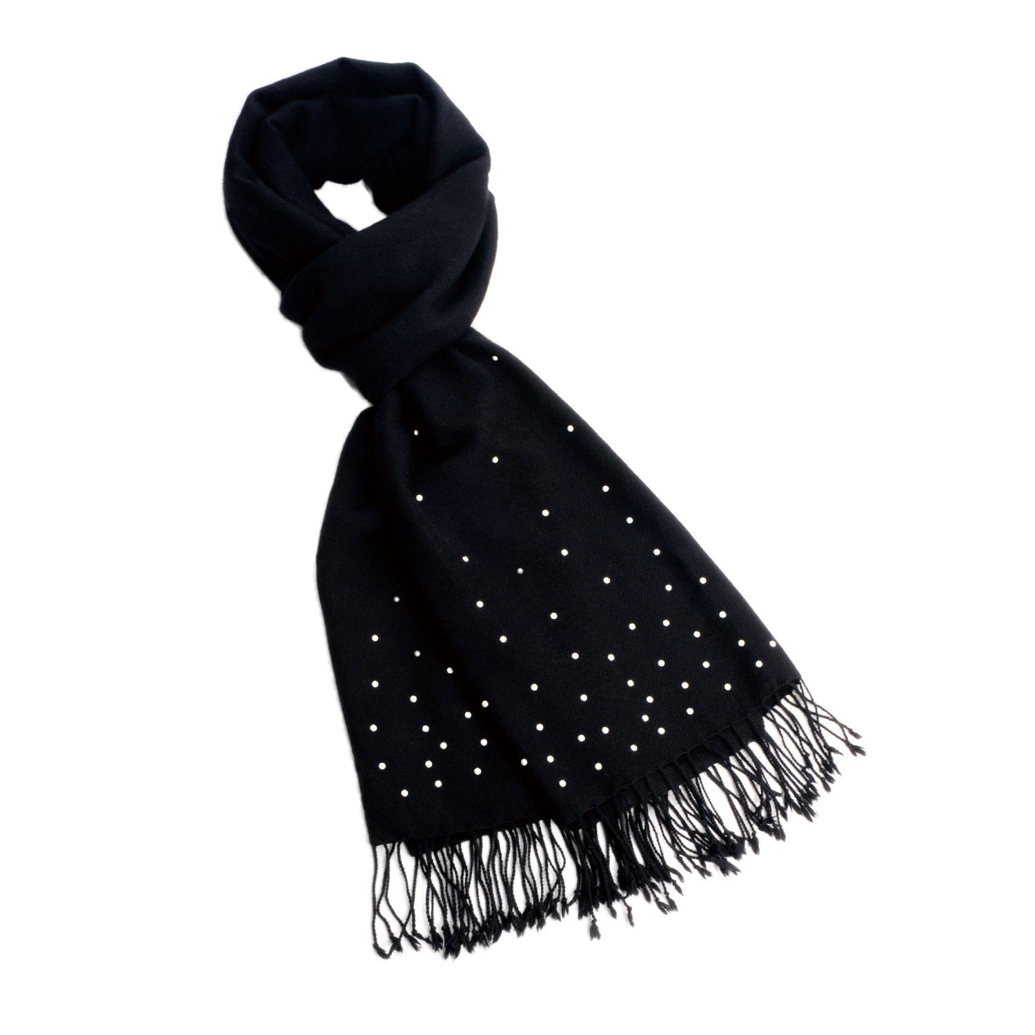 【THE STARRY SKY】 100% Cashmere Scarf with Crystal Pearls