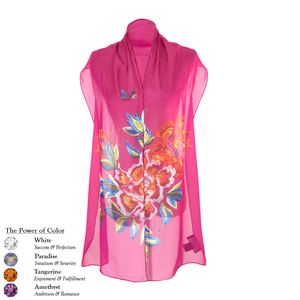 【PEONY】100% Cashmere and 100% Silk Scarf with Crystals