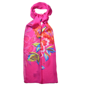 【PEONY】100% Cashmere and 100% Silk Scarf with Crystals