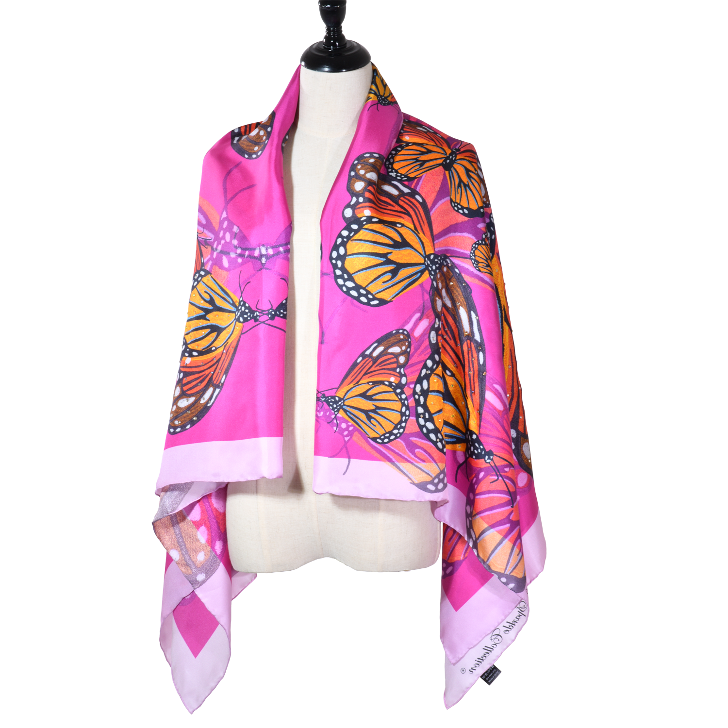 【BUTTERFLY】100% Silk Scarf with Crystals　