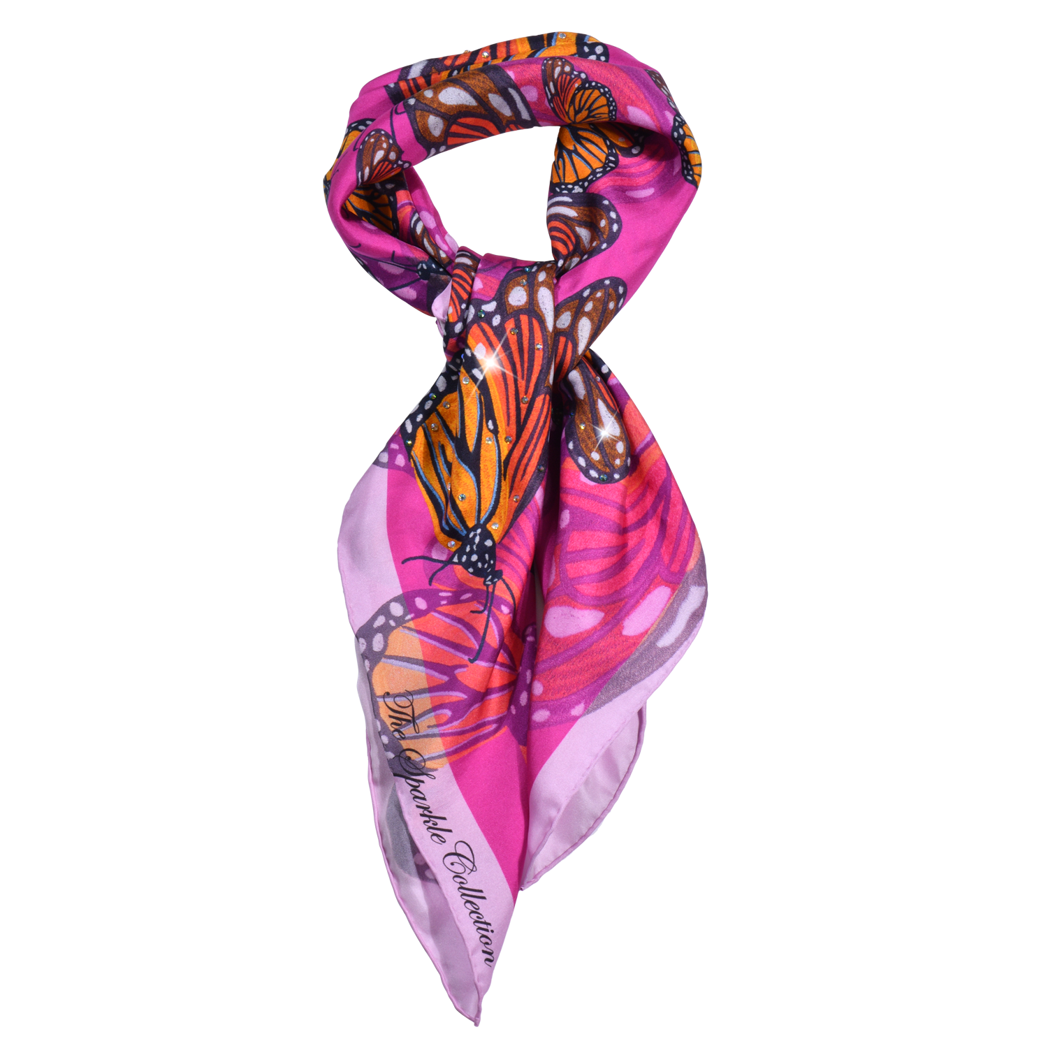 【BUTTERFLY】100% Silk Scarf with Crystals　