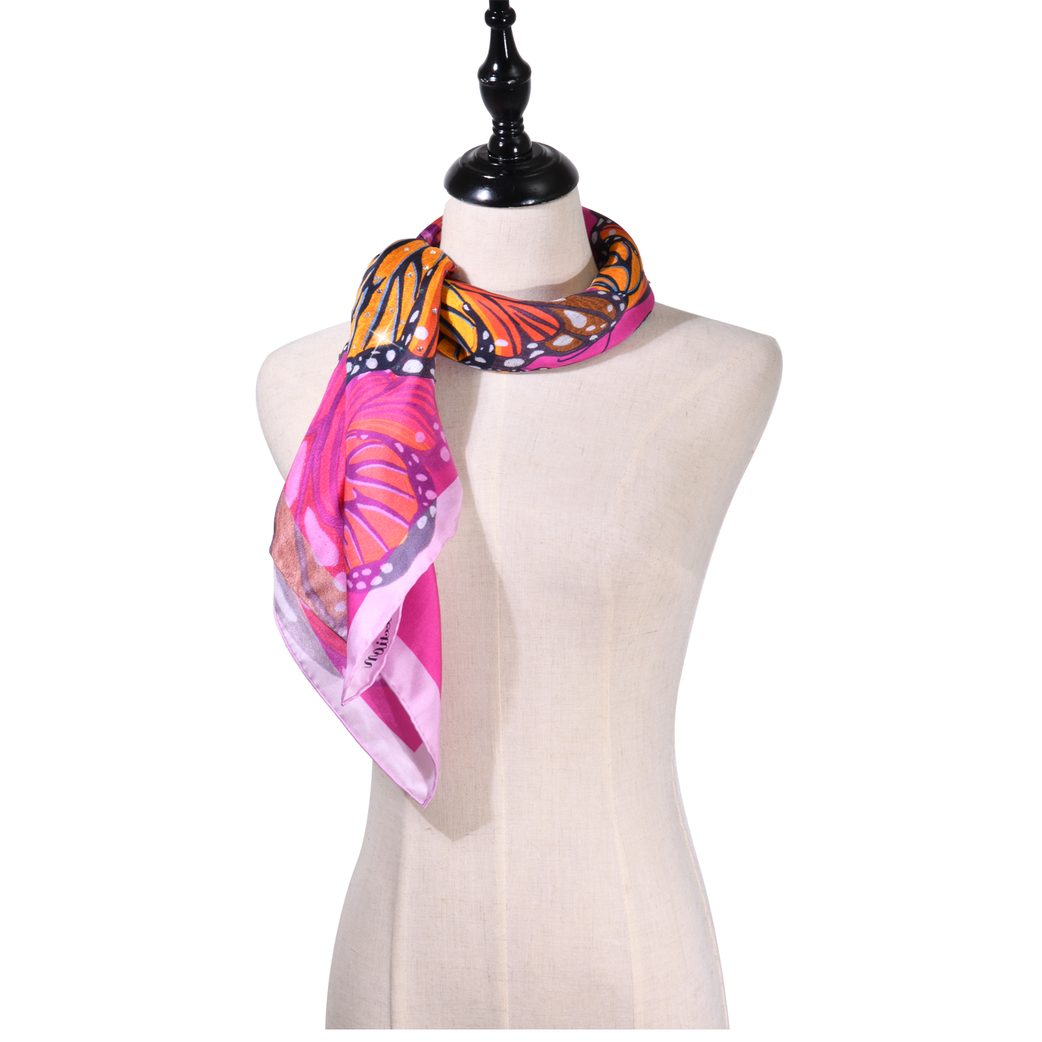 【BUTTERFLY】100% Silk Scarf with Crystals　