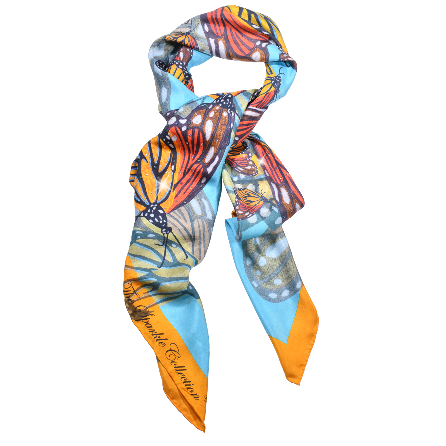 【BUTTERFLY】100% Silk Scarf with Crystals