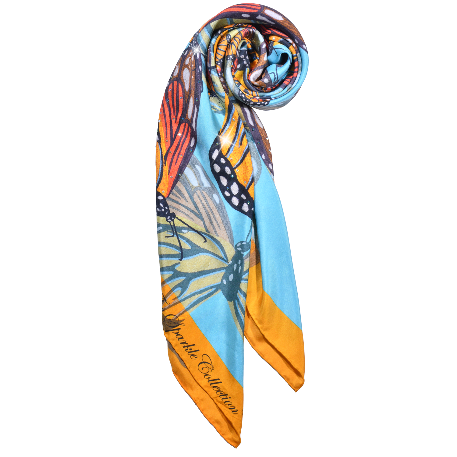 【BUTTERFLY】100% Silk Scarf with Crystals