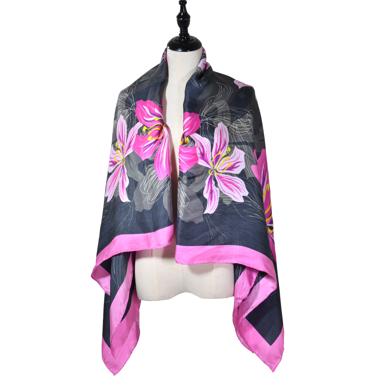 【BAUHINIA】 100% Silk Scarf with Crystals