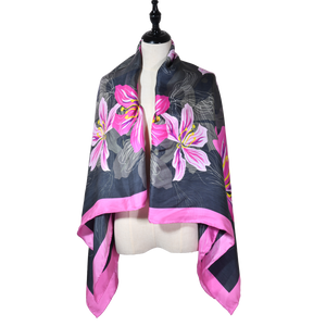 【BAUHINIA】 100% Silk Scarf with Crystals