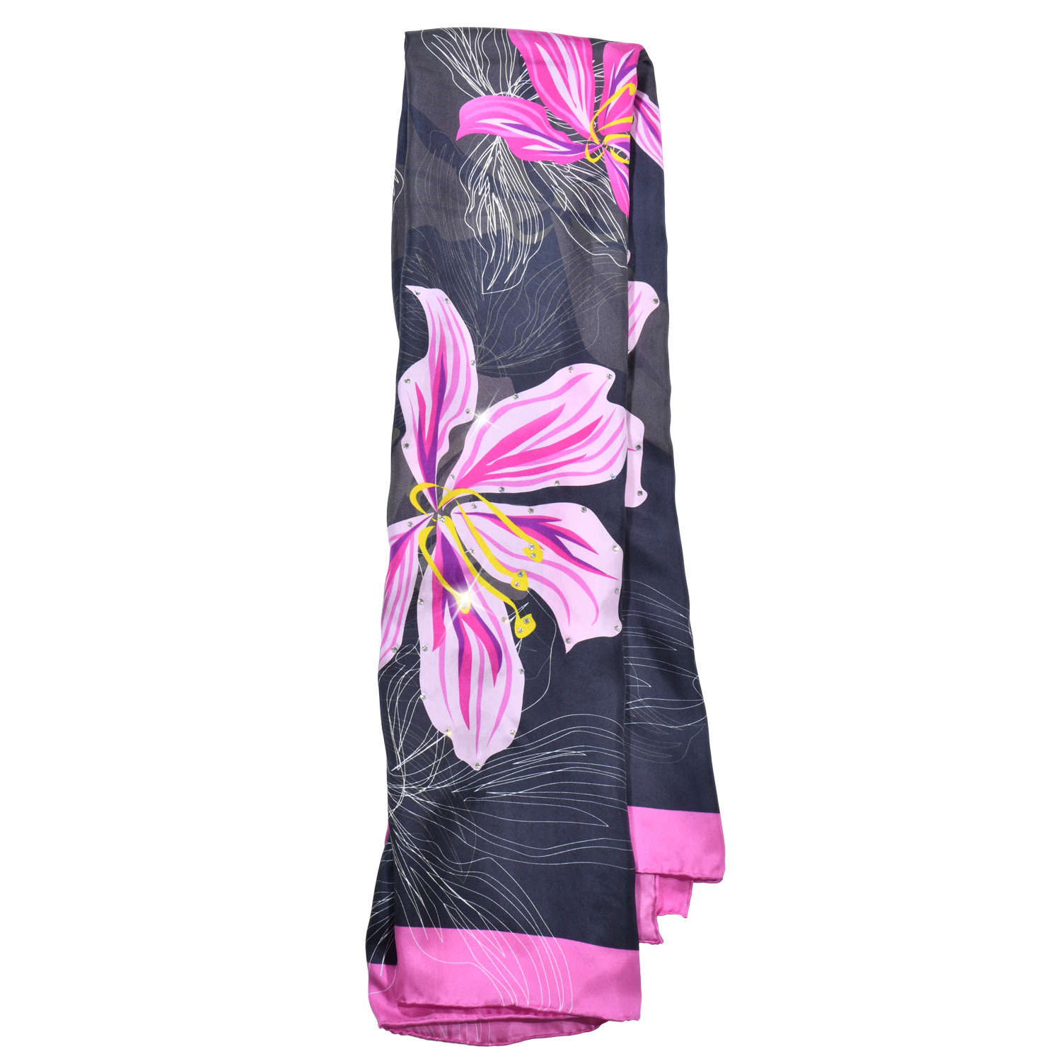 【BAUHINIA】 100% Silk Scarf with Crystals