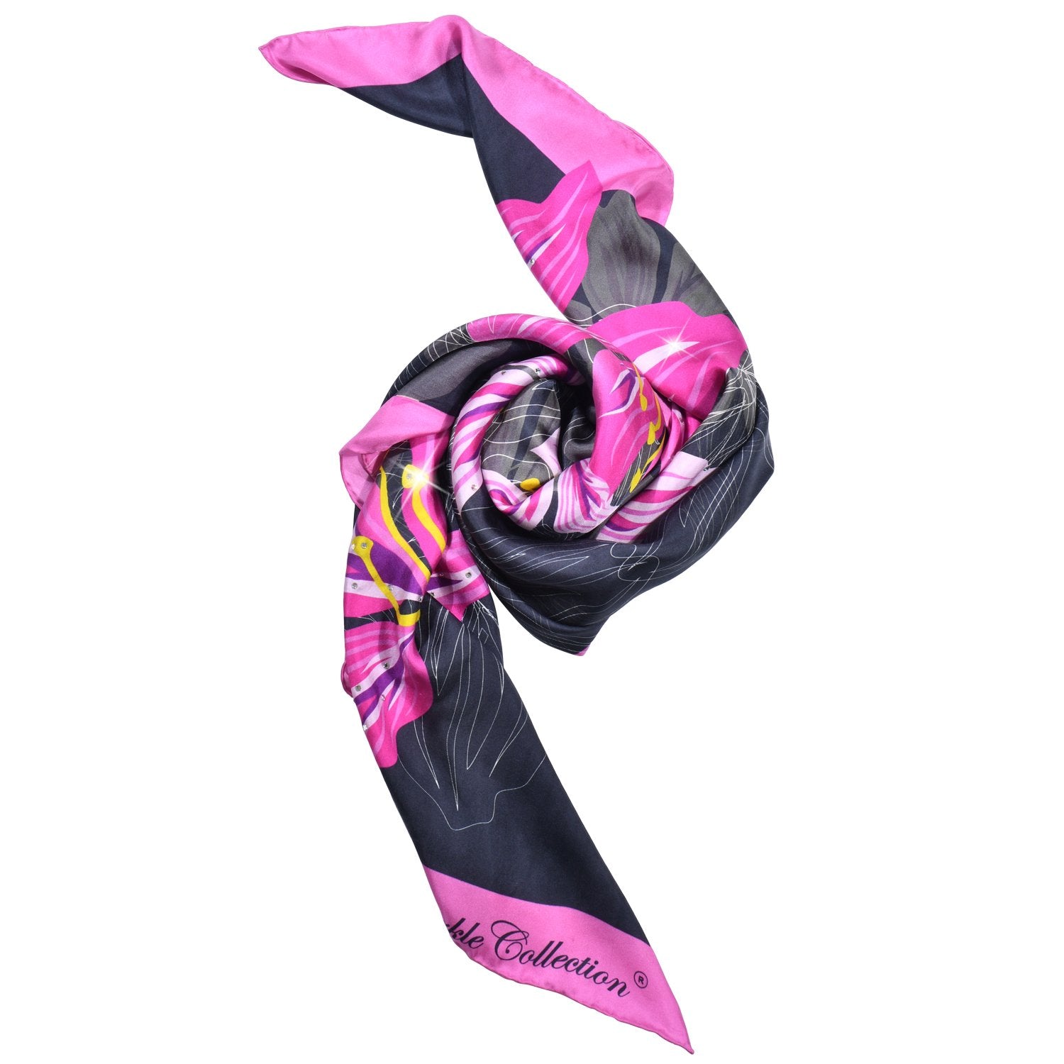 【BAUHINIA】 100% Silk Scarf with Crystals