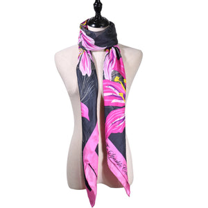 【BAUHINIA】 100% Silk Scarf with Crystals