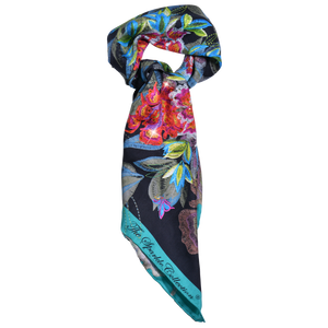 【PEONY】 100% Silk Scarf with Crystals