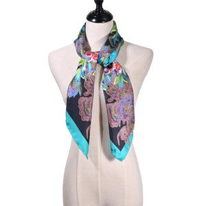 【PEONY】 100% Silk Scarf with Crystals