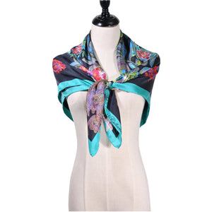 【PEONY】 100% Silk Scarf with Crystals