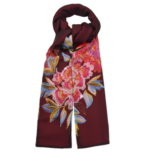 【PEONY】100% Cashmere and 100% Silk Scarf with Crystals