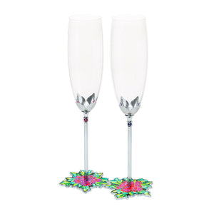 【PEONY】2 Become 1 Crystal Champagne Flute Set