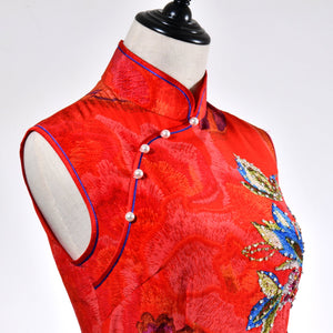 【PEONY】 100% Silk Crystal Cheongsam