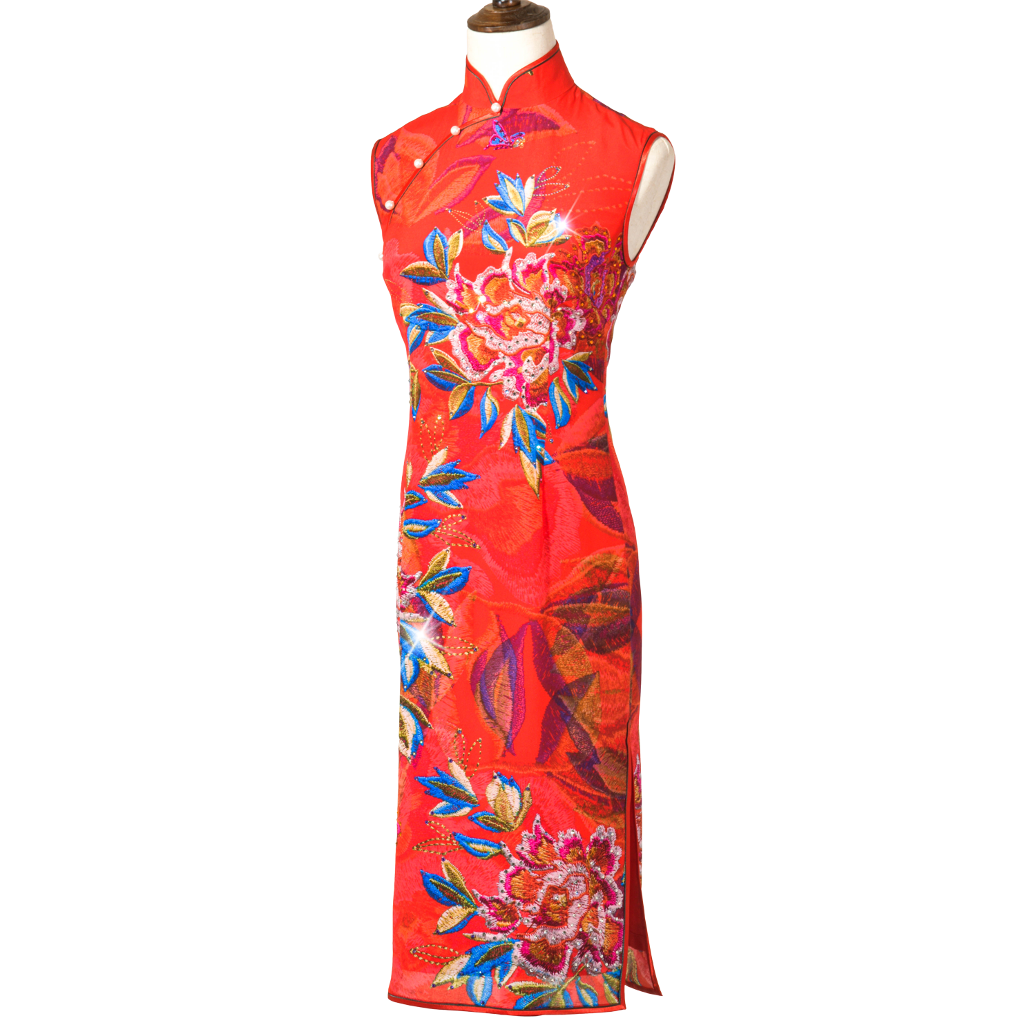 【PEONY】 100% Silk Crystal Cheongsam