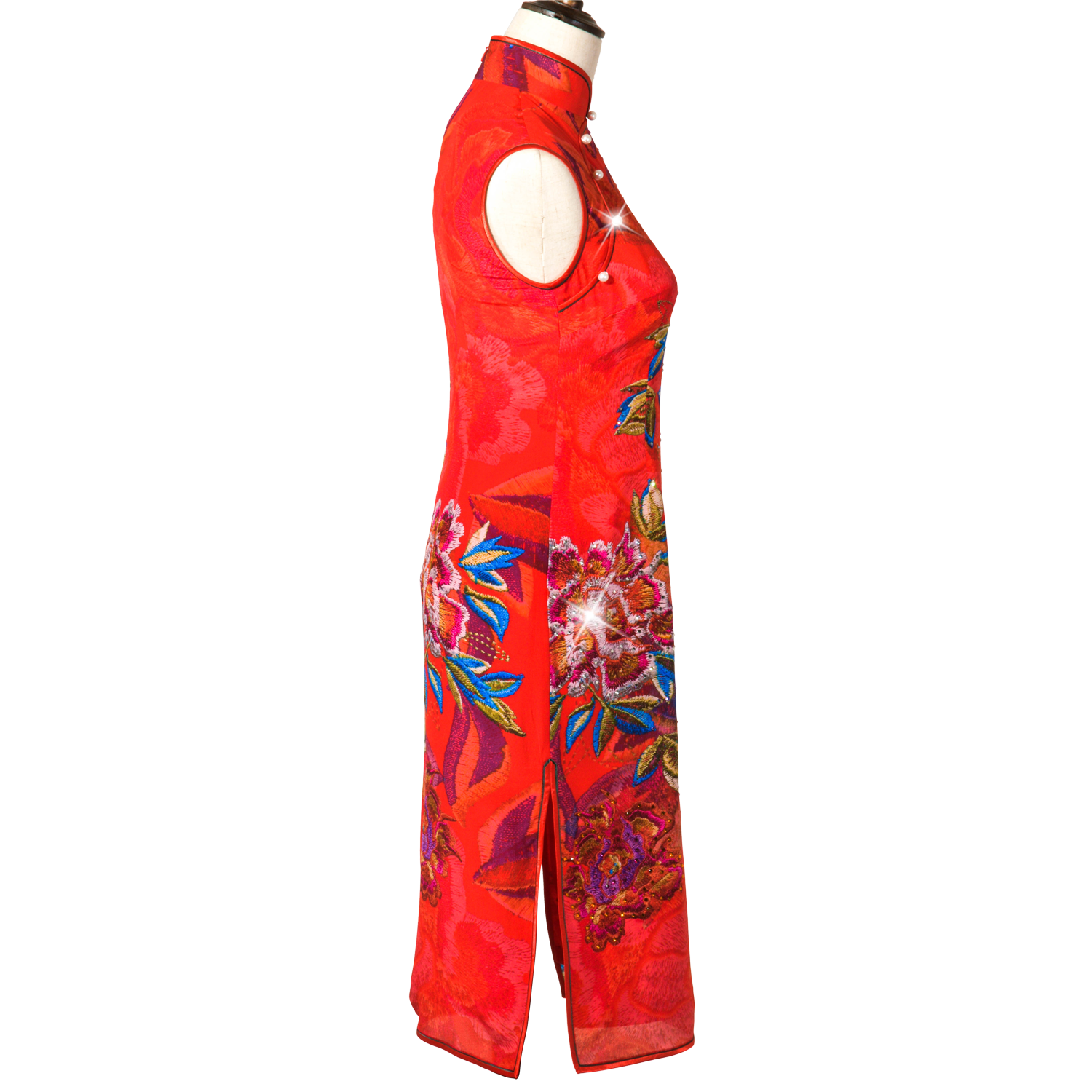 【PEONY】 100% Silk Crystal Cheongsam