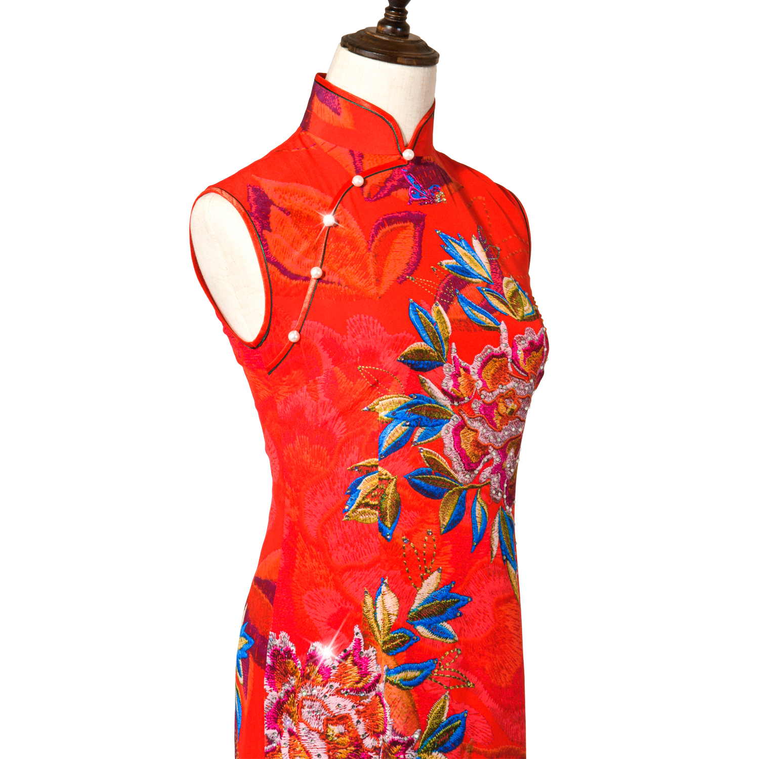 【PEONY】 100% Silk Crystal Cheongsam